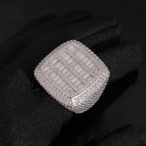 VVS Moissanite Geometric <b>Ring</b> 92.5% <b>Silver</b> Black Rhodium Gold Plated Hiphop Unisex <b>Men</b> Women Children Daily Wedding Jewelry - Product Image 1