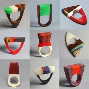 Anneaux de serviette élégants en bois et résine pour un design de bague décontracté et tendance - Product Image 2