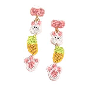 Pendientes clásicos unisex de cuentas de semillas hechos a mano, diseño de sombrero multicolor, novedades, color rosa, para profesores, boda - Product Image 1