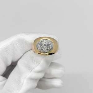 Wholesale Oval Cut Lab Grown Diamond Bombe <b>Ring</b> 2Carat Semi Bezel Tab Prong 14K Gold 14mm Wide <b>Thick</b> Dome Signet Statement Bands - Product Image 4