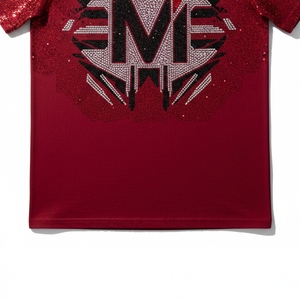 T-shirt surdimensionné durable en coton biologique avec strass, tissu écologique scintillant, motif graphique, mode urbaine - Product Image 2