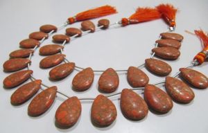 Perles en pierre turquoise cuivrée orange en forme de poire 12x20mm, brin de 8 pouces avec 14 perles vertes pour la fabrication de bijoux - Product Image 4