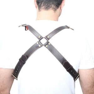 Cowhide Leather Crossback Shoulder <b>Harness</b> Durable Solid Color Casual Style One-piece Molding Belt Set - Product Image 1