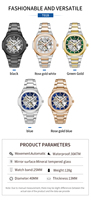 Montre automatique squelette de luxe TEVISE T01B OEM ODM pour homme, design mécanique ajouré, bracelet en acier inoxydable, montre tendance et affirmée
