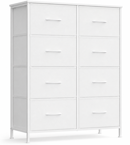 Commode blanche moderne à 8 tiroirs pour chambre à coucher - Product Image 1