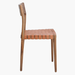 Modern Midcentury Wood Dining Chair with Leather Seat for Home and Restaurant Furniture - Product Image 2
