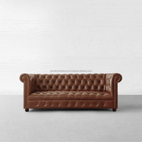 Canapé-lit Chesterfield semi-circulaire contemporain en tissu, trois places, en bois brun, rembourré en mousse, modèle 2026, pour l'exportation mondiale