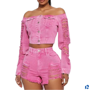 Ensemble court d'été décontracté et respirant pour femme, qualité export, couleur personnalisée, tricoté en polyester/coton, vente en gros premium - Product Image 3