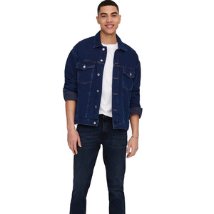 DAIZEN STAR Men's Dark Blue Denim Jacket Button Closure Casual Style Regular Fit 100% Cotton Woven Fabric Eco-Friendly Windproof - Product Image 6