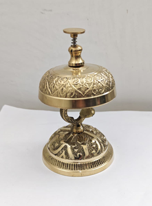 Vintage <b>Brass</b> Desk <b>Bell</b> with Sculpted Bird Centerpiece Ornate Floral Dome Ringer Decorative Reception Counter Accessory - Product Image 4