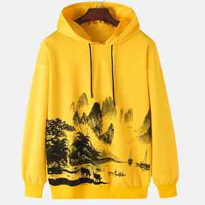 เสื้อฮู้ดดี้ผู้ชายแบบสกรีนลายสปริง OEM ขายส่ง เป็นมิตรกับสิ่งแวดล้อม แขนยาว สีและโลโก้สั่งทำได้ ผลิตจากโพลีเอสเตอร์/เรยอน แห้งเร็ว รับผลิตตามแบบ - Product Image 1