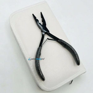 Pince à extensions capillaires noire à 2 trous avec logo personnalisé, poignée à paillettes, outil de coiffage réutilisable - Product Image 6