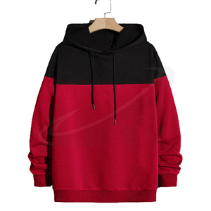 Conjunto Deportivo Unisex con Capucha y Bloques de Color Rojo y Negro, Sudadera Informal de Algodón, Pantalones Jogger, Manga Larga, Ropa de Otoño, Logotipo Personalizado - Product Image 3