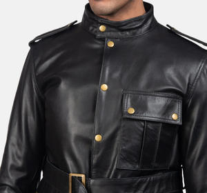 Veste en cuir de haute qualité pour homme, taille plus, style streetwear d'hiver, col montant, broderie personnalisée, impression personnalisée - Product Image 5