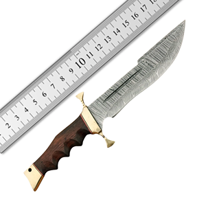 มีดล่าสัตว์ LEGACY BLADES เหล็กดามัสกัสเกรดอุตสาหกรรม ปลายมีดแบบ Drop Point ด้ามไม้ ใบมีดแบบ Fixed Blade ขอบตรง ทำด้วยมือ - Product Image 2