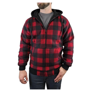 Sweat-shirt à capuche zippé à carreaux pour homme, coupe classique, décontracté, pour l'hiver, 100 % coton flanelle respirant, avec poches - Product Image 1