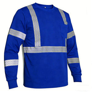 T-shirt de sécurité haute visibilité Econex Sports pour homme, en polyester bleu, réfléchissant, anti-plis, séchage rapide, détection des aiguilles - Product Image 5
