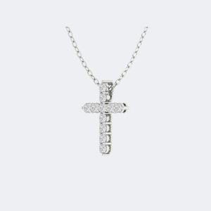 Collier pendentif croix serti de diamants ronds brillants de 0,90 carat en or 9 carats - Product Image 5