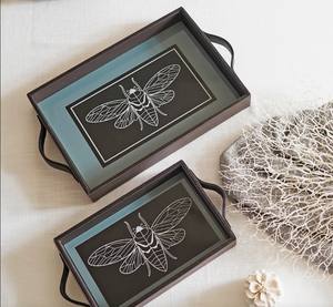 Bandeja de Servicio Rectangular de Madera de Lujo Hecha a Mano para Navidad, con Esmalte de Color Contemporáneo, para Bar, Hotel, Cócteles Premium - Product Image 3