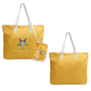 กระเป๋าถือสีเหลือง OES Shining Together Order of the Eastern Star Journal Masonic Eastern Star สำหรับสุภาพสตรี พร้อมกระเป๋าใบเล็ก - Product Image 1
