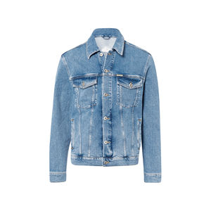 Chaqueta Vaquera Azul para Hombre con Logotipo Personalizado, Chaqueta Vaquera Vintage, Chaqueta Informal de Estilo Urbano, Fabricante de Marca Privada - Product Image 6