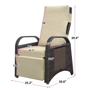 Sedia a Sdraio Reclinabile da Esterno Regolabile con Cuscino Morbido in Vimini PE e Meccanismo di Regolazione Separato, Sedia da Giardino Moderna - Product Image 3