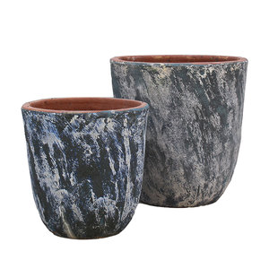 Rustic <b>Clay</b> Glazed Eco-Friendly Flower Pots Drainage Hole Vintage Style Outdoor Planters for Garden Irregular Pattern Design - Product Image 3
