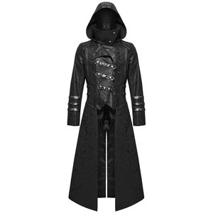 Impresionante Gabardina Larga Gótica para Hombre, Chaqueta Punk con Capucha, Estilo Steampunk de Cuero Sintético Negro, Estilo Escorpión - Product Image 1