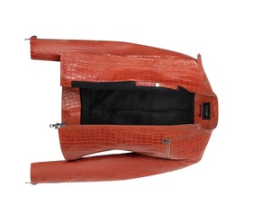 Chaqueta Bomber Corta de Cuero Genuino con Estampado de Cocodrilo Rojo Intenso para Mujer, Prenda Exterior Moderna, MOQ Bajo, Logotipo Personalizado - Product Image 5