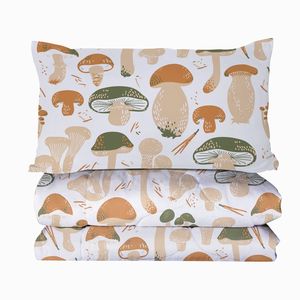 Grazioso Set Copripiumino a Forma di Fungo per Letto Singolo, Decorazione Naturale con Piante Selvatiche e Funghi, Include 1 Copripiumino - Product Image 4
