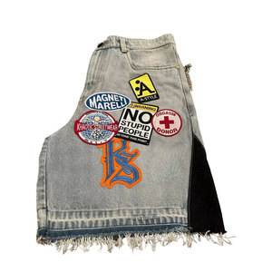 Shorts de Mezclilla con Parches Estilo Streetwear Azules, Jeans Y2K para Hombre y Mujer, Hip Hop, Gráficos de Dibujos Animados, Camuflaje, Holgados, Casuales, para Fitness - Product Image 4