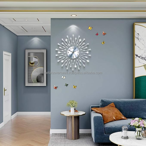 Lớn tùy chỉnh kim loại đồng hồ treo tường đồng hồ cho hiện đại Nhà phòng khách sang trọng pha lê đồng hồ treo tường trang trí - Product Image 3