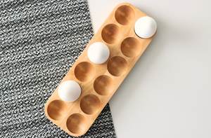 Wooden <b>Egg</b> Holder with Three Slots for White <b>Eggs</b> <b>Eco</b>-Friendly Kitchen Tool Dishwasher & Freezer Safe Manual Use - Product Image 3