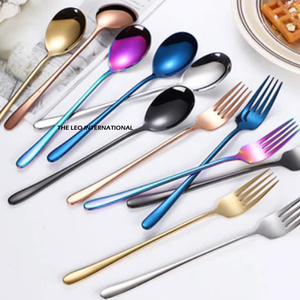 ชุดช้อนส้อมทองเหลืองและสแตนเลสสีดำเงาขัดมัน ชุดอุปกรณ์รับประทานอาหารสุดหรูสำหรับบ้านและโรงแรม - Product Image 3