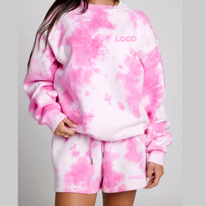 Conjunto de Sudadera con Capucha y Pantalones Cortos de Colores Combinados a la Moda para Mujer, Diseño Personalizado, Sudadera de Algodón y Felpa - Product Image 2