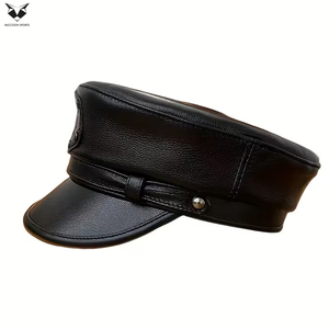 Casquettes en cuir noires personnalisées, nouvelle collection, design unique, meilleur fournisseur, prix de gros, fabriquées au Pakistan, pour tenues de club. - Product Image 4