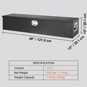 Heavy-Duty Aluminum Truck Bed Tool Box with Diamond <b>Plate</b> <b>Side</b> Handle Lock Keys Storage Chest Box with Organizational Features - Product Image 4