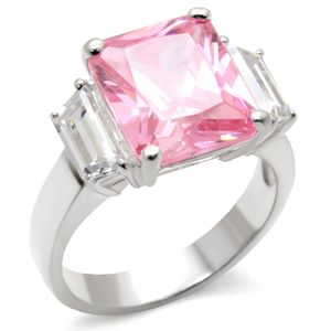 Anello Ispirato alla Rosa in Argento Sterling 925 Altamente Lucidato con Zirconi di Grado AAA - Product Image 1