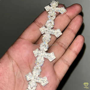 Bracelet à maillons croisés en diamant VVS1 de qualité Moissanite Diamond Pass Diamond Tester Heavy Quality 925 Sterling Silver for Unisex - Product Image 5