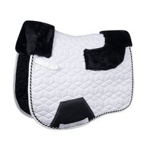 Ensemble de tapis de selle pour cheval en peau de mouton de qualité supérieure avec bonnet d'oreille assorti |   Tapis de selle équestre matelassé hexagonal |   Équitation - Product Image 1