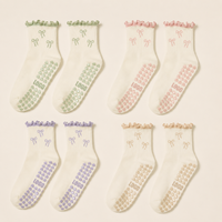 Calcetines de Pilates Personalizados con Diseño de Matcha, Calcetines de Yoga de Algodón con Rayas, Calcetines Antideslizantes con Logotipo Personalizado
