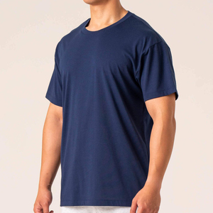 T-shirt surdimensionné pour homme 180 GSM 100% coton col rond ample confortable avec logo brodé personnalisé OEM ODM - Product Image 4
