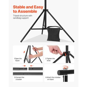 Kit Supporto per Sfondo Fotografico Portatile 7x10ft con 3 Barre Trasversali e Supporto Regolabile - Product Image 4