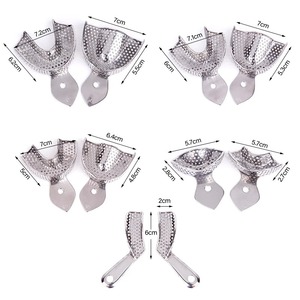 Juego de Bandejas para Impresiones Dentales de Metal Plateado, Tamaños Superior e Inferior S M L, Herramienta Manual de Odontología, Material de Laboratorio Autoclavable - Product Image 1