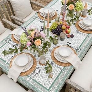 Neem Hunter Green Hand Block Printed Cotton <b>Tablecloth</b> 180x270cm Handmade Designer Premium Dining Table Home Decor Gift - Product Image 3