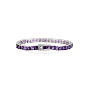 Wholesale Price 925 Sterling Silver 100% Genuine Princess Cut <b>Amethyst</b> Gemstone Tennis <b>Bracelet</b> For Women Party Wear - Product Image 6