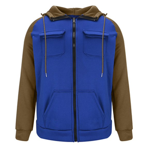 Sweat-shirt à capuche zippé pour homme, manches raglan, polaire, couleur unie, décontracté, coupe classique, avec poches, pour l'automne - Product Image 2