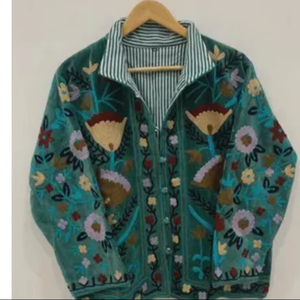 Best Selling Suzani Embroidery Jacket Women Cropped Floral Hippie <b>Coat</b> Warm Winter Outerwear Factory Price Wholesale - Product Image 1