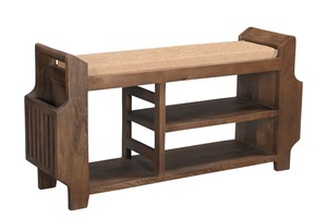 Sitara Wooden <b>Shoe</b> Rack <b>Bench</b> with Cushion Seat Storage for Home Furniture in Living Room Organises Magazine Newspaper Supplies - Product Image 2