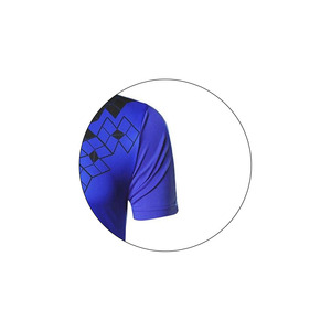 Camiseta de Manga Corta para Hombre, Tejido Sólido con Estampado por Sublimación, Secado Rápido, Corte Regular, Antiarrugas, Cuello Redondo Deportivo, Azul y Negro - Product Image 2